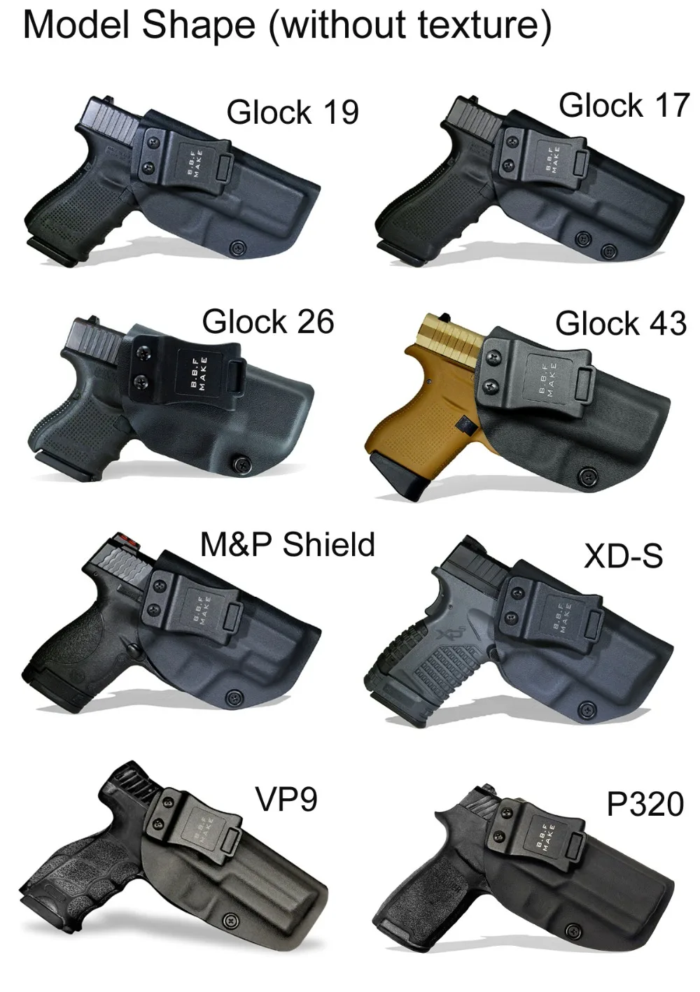 B.B.F Make Тотем Змеи IWB KYDEX кобура для пистолета для: Glock 19 17 22 23 26 27 28 31 43 P320 VP9 Внутри Скрытого Ношения кейс для пистолета
