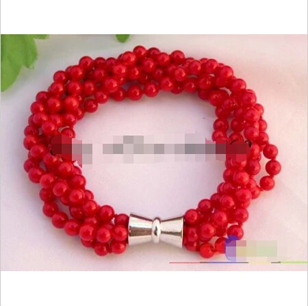 

5strands 5mm nature red coral bracelet bangle magnet e SHIPPING 5.26