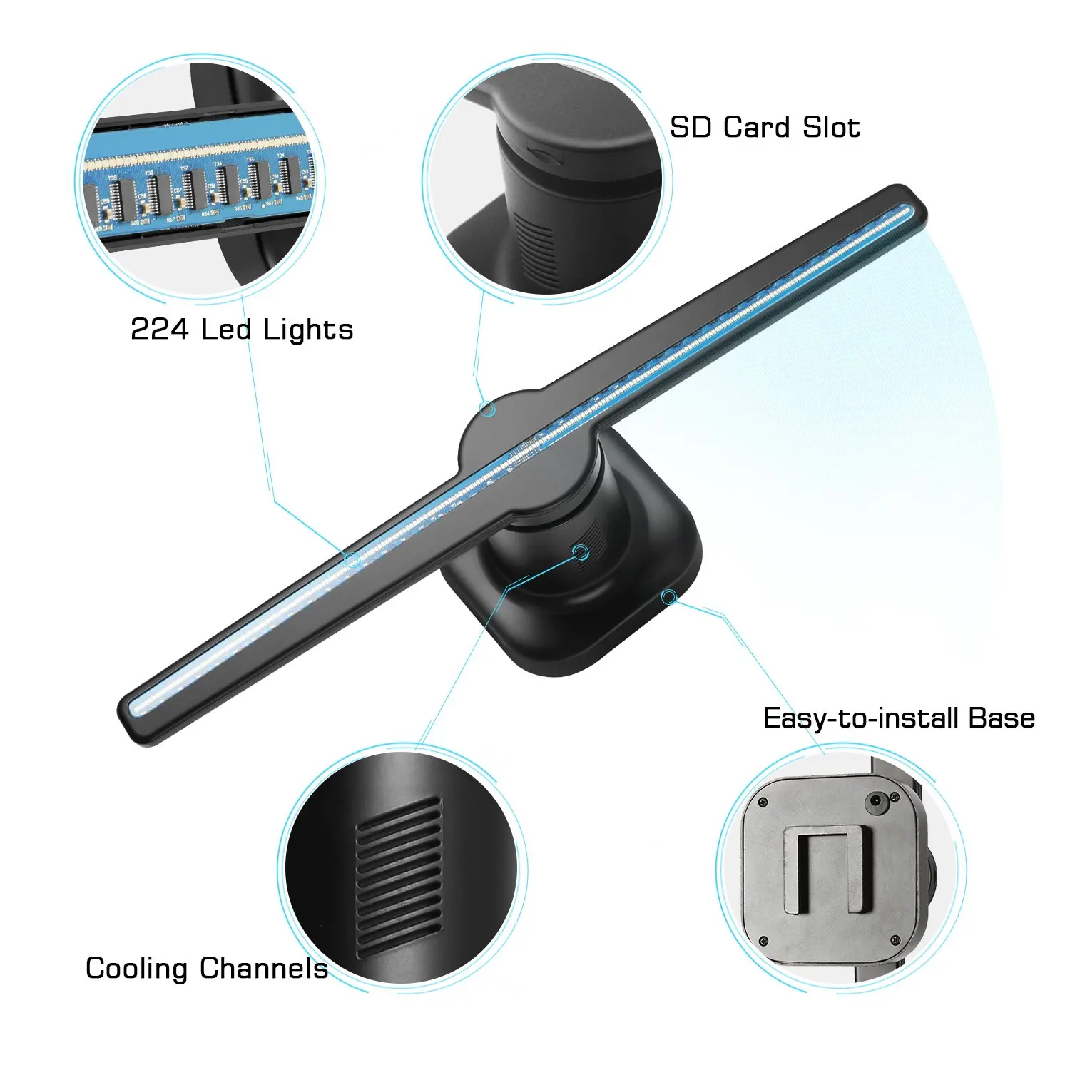 3D Hologram Advertising Fan Projector light display holographic LED holograma wifi customized photos videos 224 lamp beads 3D Hologram Advertising Fan Projector light display holographic LED holograma wifi customized photos videos 224 lamp beads