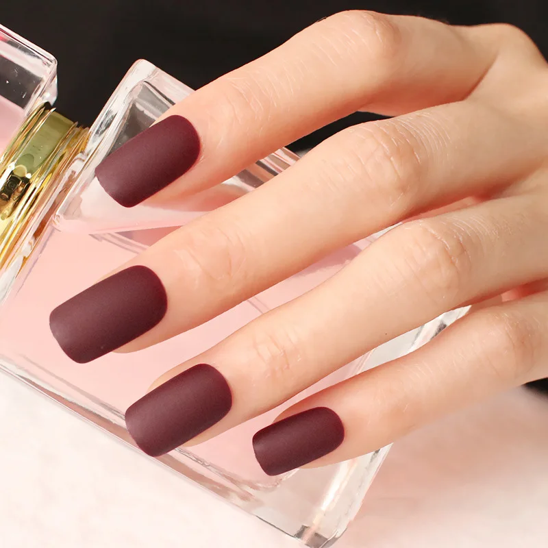 

Best 24pcs Ladies Fake Finger Nails Frosted Matte Short False Nails DIY Manicure QQ99