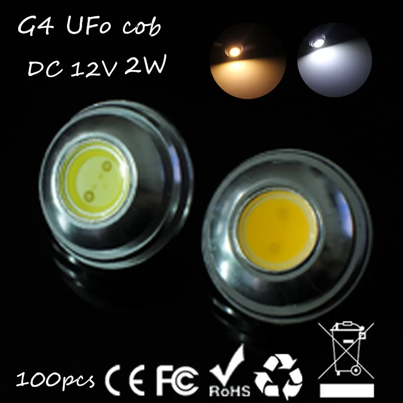 

100pcs UFO umbrella design led lamp downlight G4 LED cob bulb 2w high power 12v DC white warm white Light Lighting free shipping