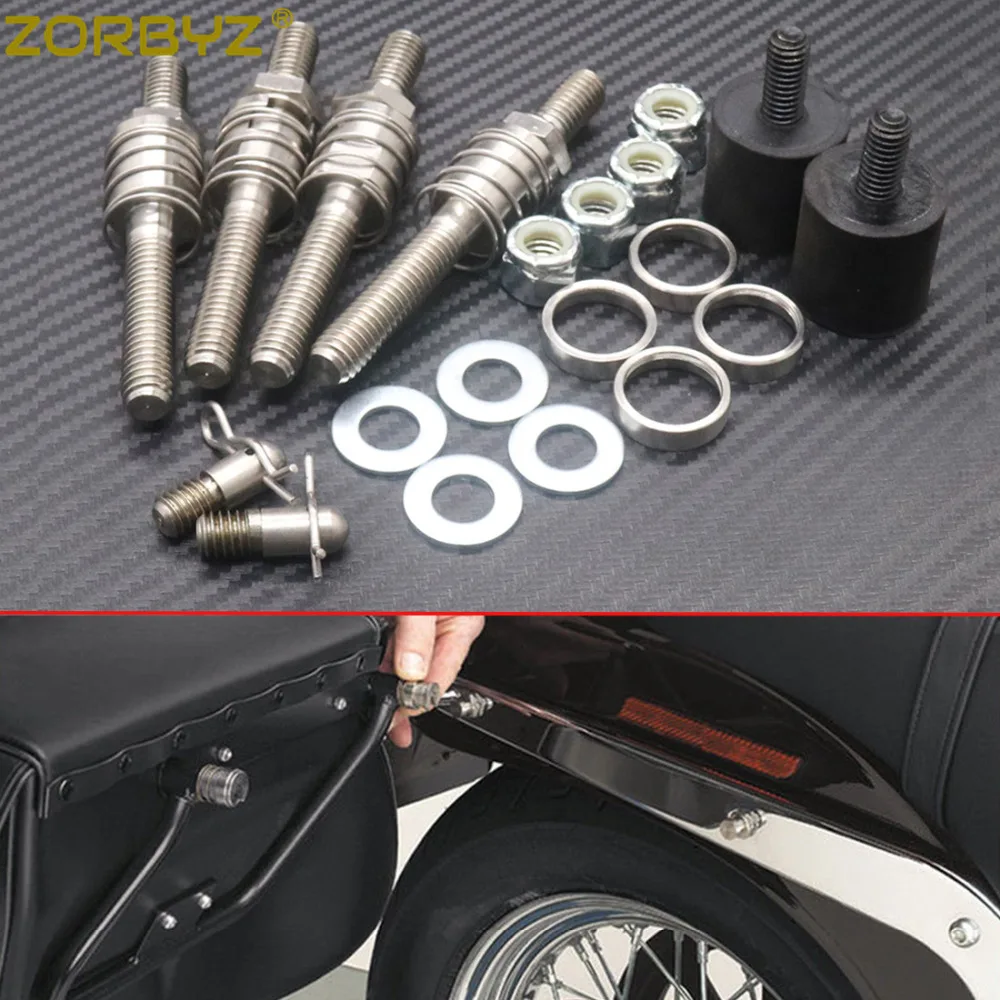 

ZORBYZ Set Motorcycle Bareback Saddlebag Bracket Mounting Hardware For Harley Softail FLSTN FLSTC FLST