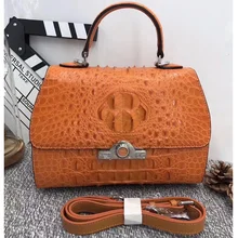 Модная дизайнерская женская оранжевая сумка-кошелек из натуральной крокодиловой кожи, женская сумка через плечо