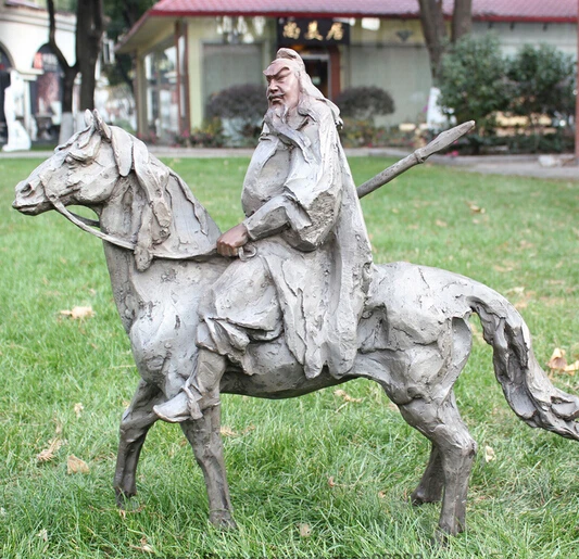 JP S1113 China Pure Bronze Guan Gong God of war Buddha Ride Horse