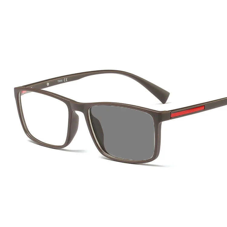 Квадратная Металлическая оправа, мультифокальная форма, прогрессивные линзы для мужчин и женщин, солнцезащитные фотохромные очки для чтения с коробкой FML - Цвет оправы: brown