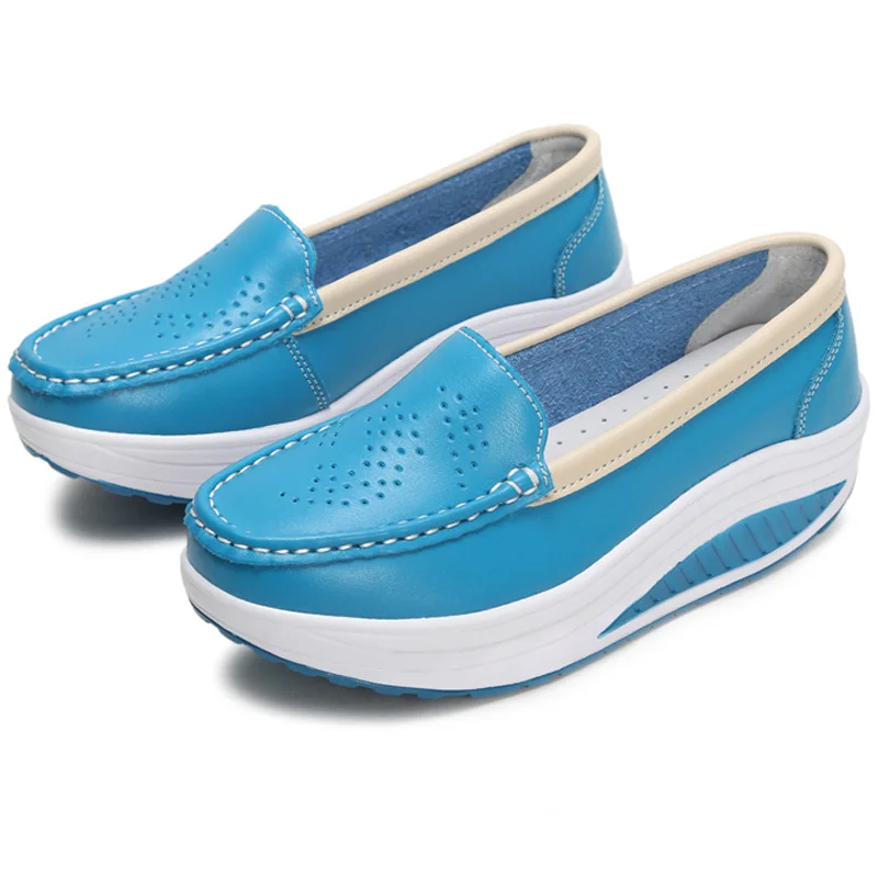 

Shoes For Women Thick Base Wedges Lady Shoe Increased Casual Girls Shoes Leather Breathable Sport Top High Heels EU Size 34-40