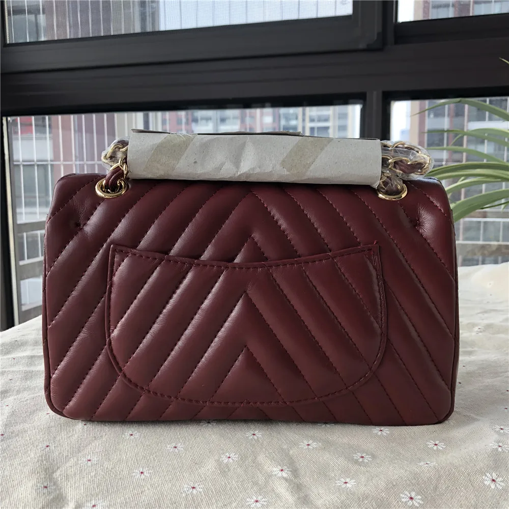 

Esbear Top Quality Women Lambskin Real Leather Handbags Designer Chevron Shoulder Bags Messenger Bags Hot Small Flap Chain Bags