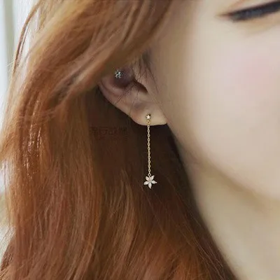 

Fashion 925 Sterling Silver Flower Earrings Long Stud Earrings Tassel Earrings Jewelry