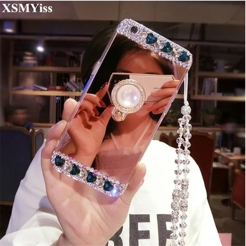 XSMYiss для SamsungS6 S7 с блестящими бриллиантами мягкое зеркало кольцо на палец