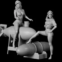 Неокрашенный набор 1/32 US Pin-up набор для девочек, рисунок, старинная фигурка из смолы, миниатюрный набор для гаража