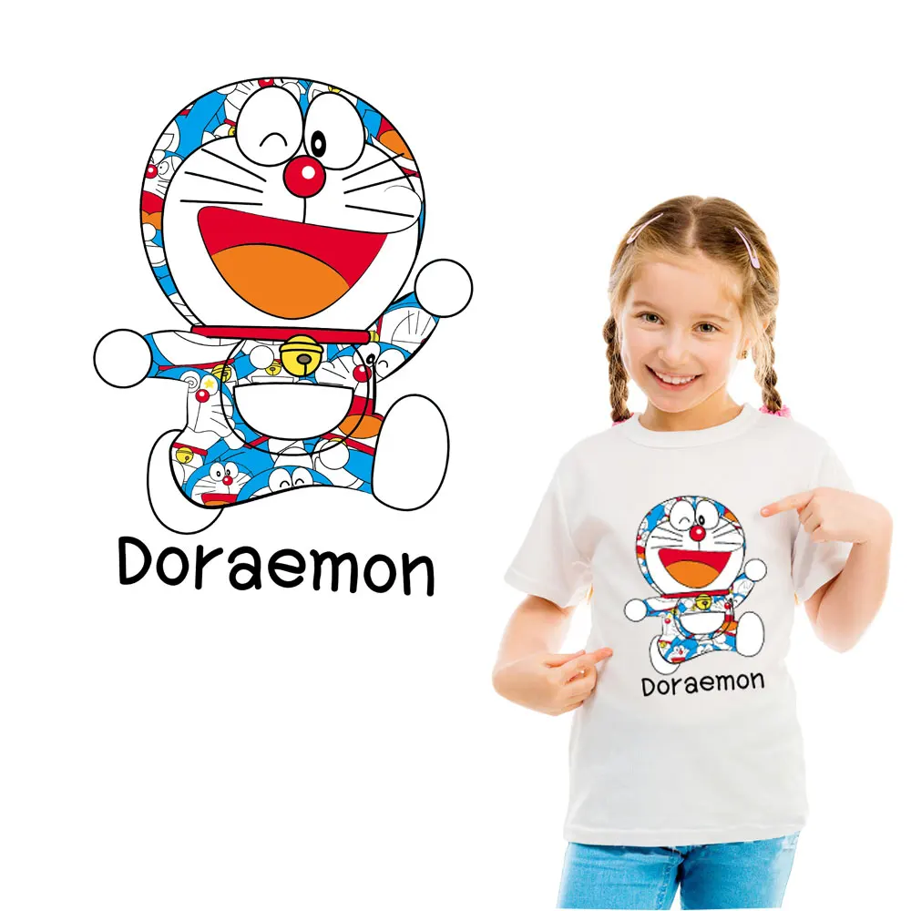 

cartoon doraemon cat patches iron on patches for kid children's clothing transfert thermocollants vetement stickers parches ropa