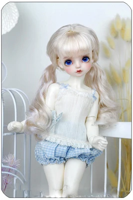 Allaosify прекрасный кудрявый кукольный парик 1/4 1/3 1/6 BJD парики аксессуары для куклы Коллекция кукол из смолы кукольные парики с двумя хвостиками - Цвет: Белый