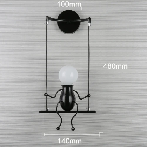 Железный светодиодный настенный светильник американский креативный настенный светильник s металлический мультяшный робот бра настенный светильник для спальни детская комната Светильник - Цвет абажура: One head black