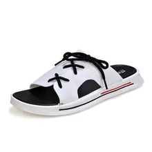 Для мужчин тапочки Повседневное Черно-белые туфли Нескользящие шлепанцы Ванная комната летние сандалии на мягкой подошве Вьетнамки человек Для мужчин тапочки летние