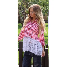 2016 Hitz Women’s Fashion Stitching Lace Openwork Crochet Blouse Women Casual Long-sleeved Shirt