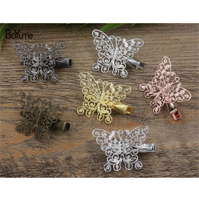 

BoYuTe 20Pcs 25*33MM Filigree Butterfly Hair Clip Vintage Style 6 Colors Plated Women Hairgrip Hair Jewelry