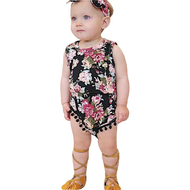 

2pcs Newborn Infant Toddler Baby Girls Floral Romper Jumpsuit Sunsuit+headband Clothes Sets of clothes for girls Ropa mujer