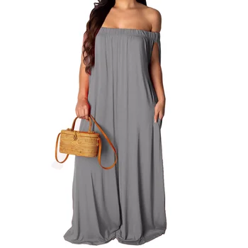 

Rompers Womens Loose Jumpsuit 2019 Summer Sexy Slash Neck Off Shoulder Playsuits Plus Size Wide Leg Pants Overalls