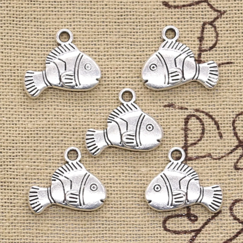 

8pcs Charms lovely fish 17x14mm Antique pendant fit Vintage Tibetan Silver DIY bracelet necklace