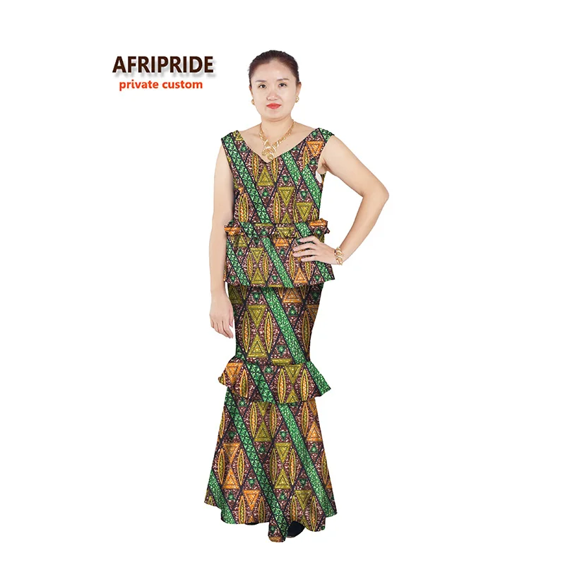 Африканские платья для женщин пикантные стилей африканских женская одежда наряды классический праздничное платье без рукавов с v-образным