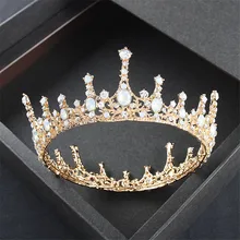 Baroque Retro Queen King Tiara Crown Women Headdress Bridal Wedding Tiaras Crowns Hair Jewelry ornament hair accessories