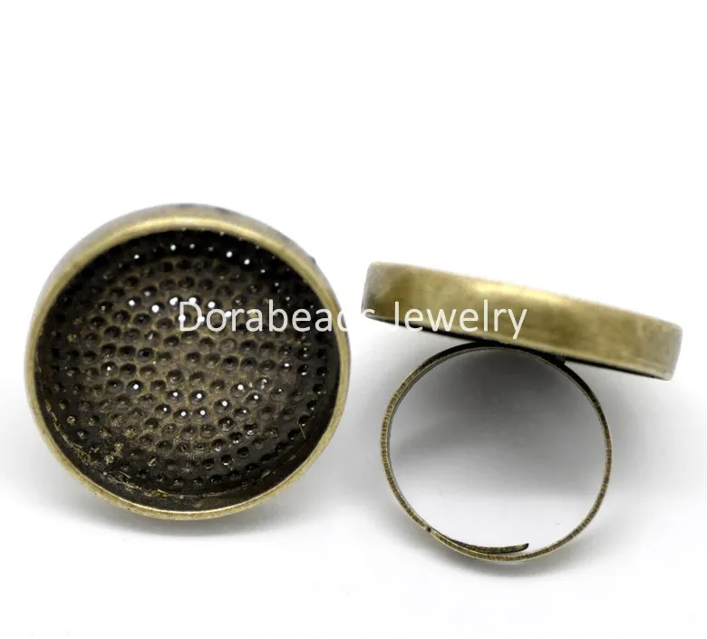 Free Shipping! 10PCs Antique Bronze Adjustable Round Cabochon Ring Settings 18.5mm US 8(Fit 25mm) (B19834) | Украшения и