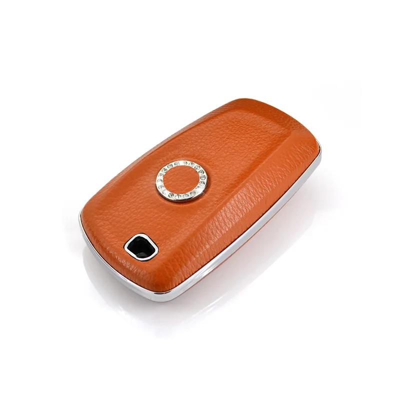 car key case cover shell fob holder for BMW 1 3 5 7 series x3 x4 F30 F10 F20 F18 118i 320i M3 M4 M5 key bag wallet key chain - Название цвета: orange single  shell