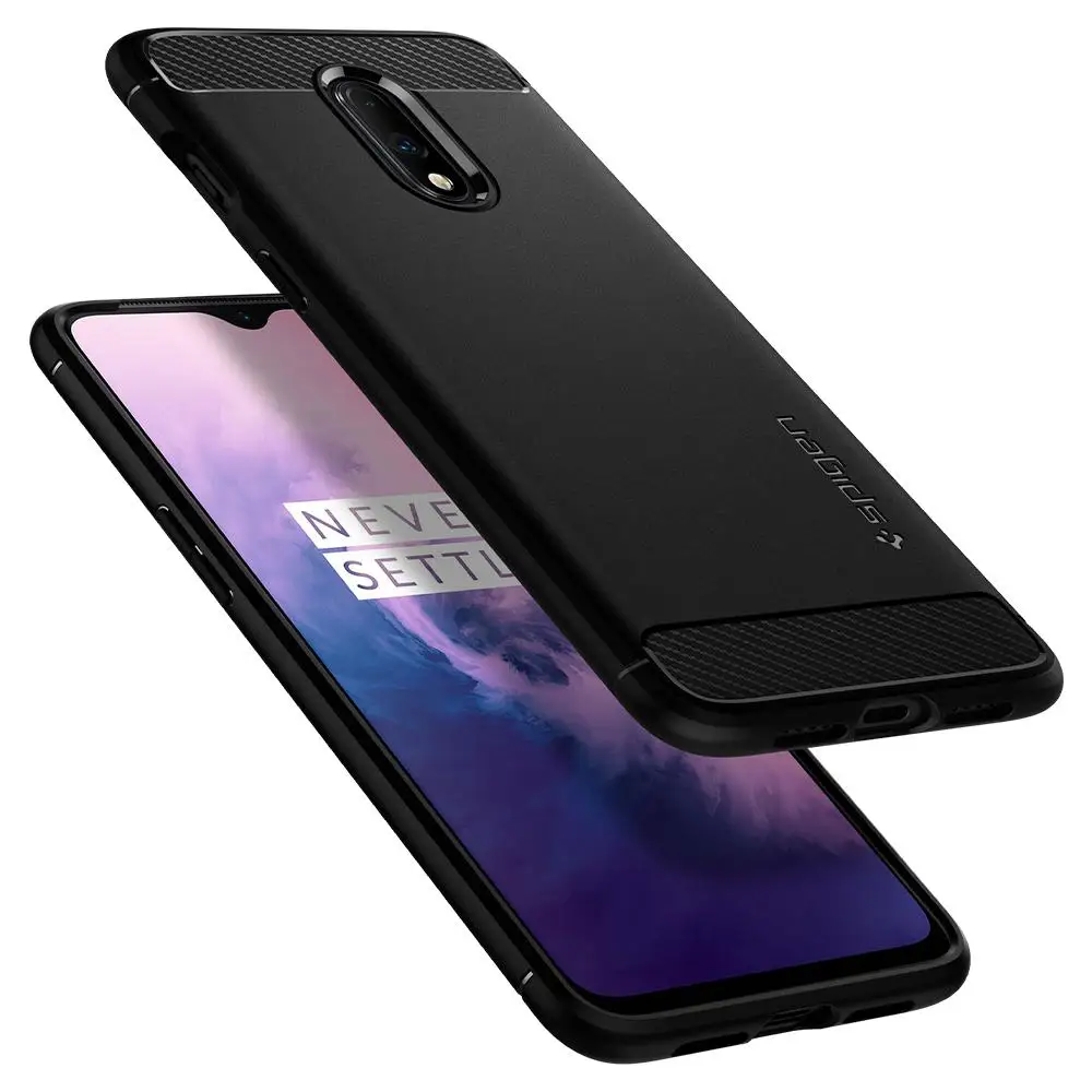 SPIGEN OnePlus 7/7 Pro/7 T/7 T Pro Чехол прочный армированный Матовый Черный Гибкий Мягкий ТПУ Противоскользящий ударопрочный чехол s