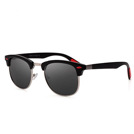 C03 Black Red TOYEARN, классические поляризационные солнцезащитные очки, для мужчин и женщин, фирменный дизайн, винтажные очки, полуоправа, для вождения, солнцезащитные очки для мужчин, Oculos De Sol - Цвет линз: C03 Black Red