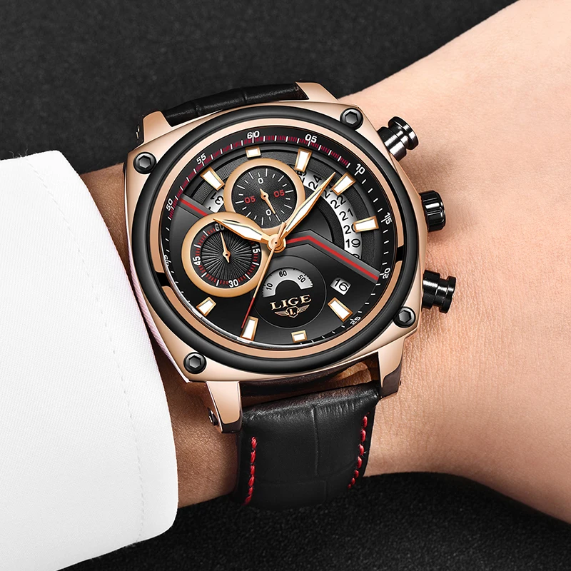 2018 LIGE Relogio Masculino Men Watch Casual Fashion Top Luxury Brand Sport Watch Men Military Waterproof Leather watches