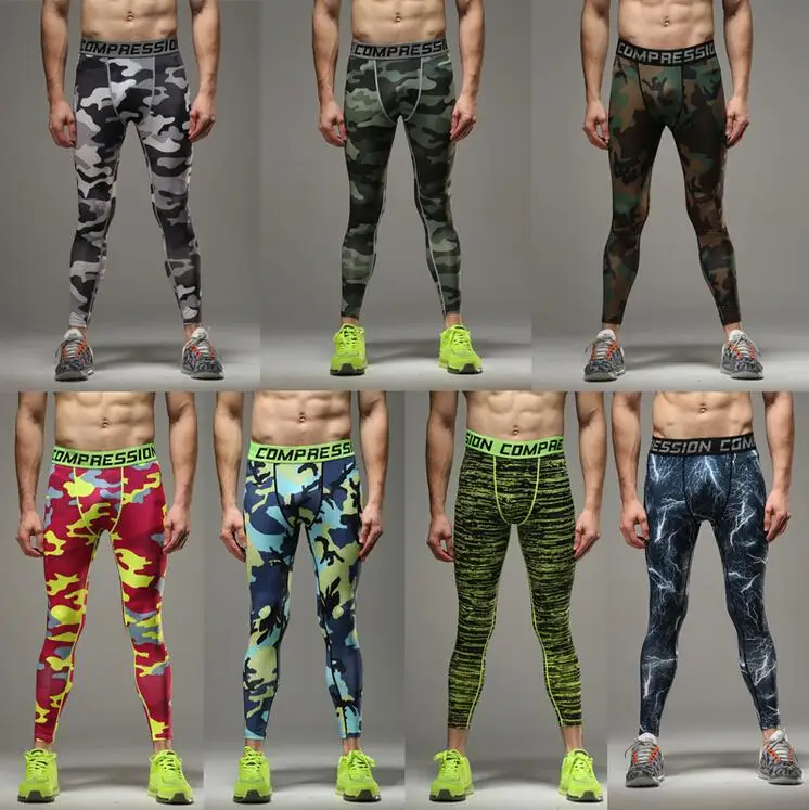 2015 Summer Men Weight Skins Camouflage Compression Pants Sport Running