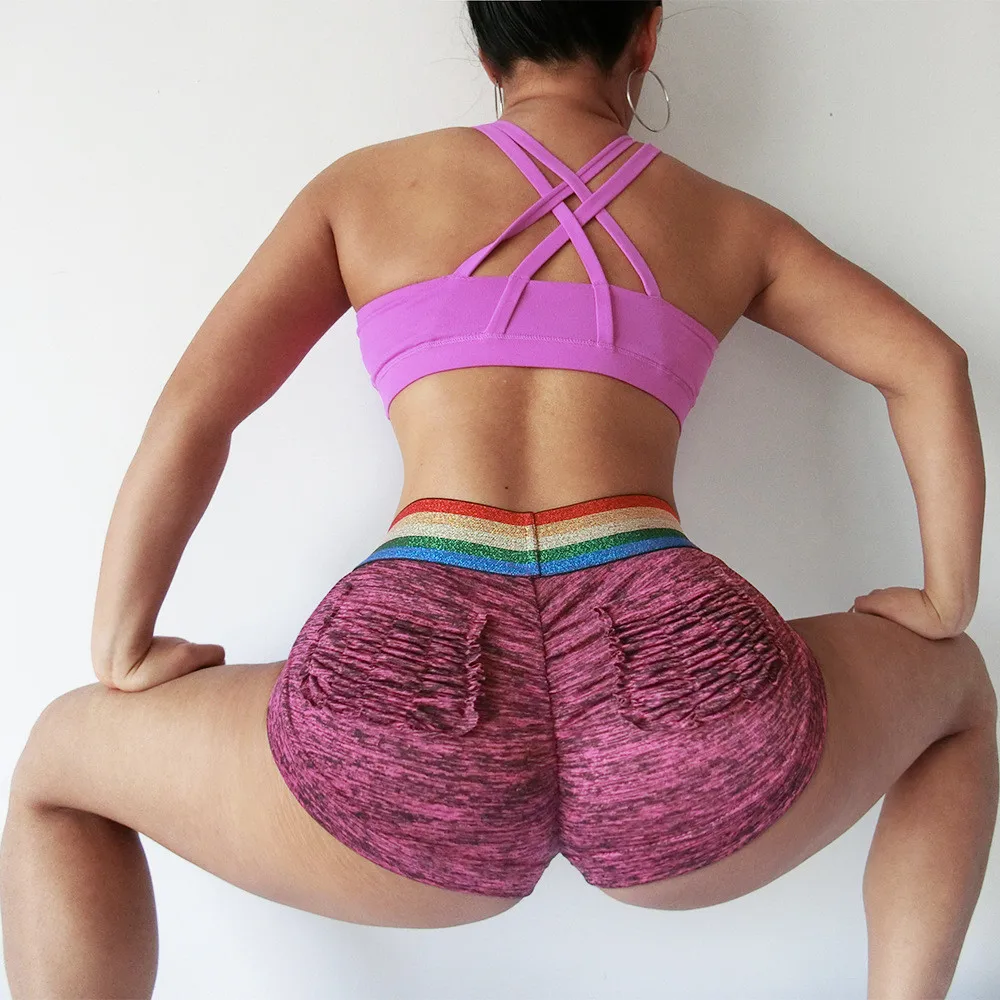 

Women Yoga Shorts Have Pocket Push Up Hip Fitness Sporting Workout Athletic Sexy Leggins Elastic High Waist Slim Jogging Female