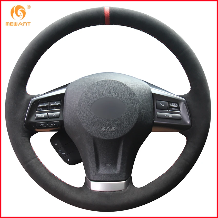 MEWANT Black Suede Car Steering Wheel Cover for Subaru Forester 2013