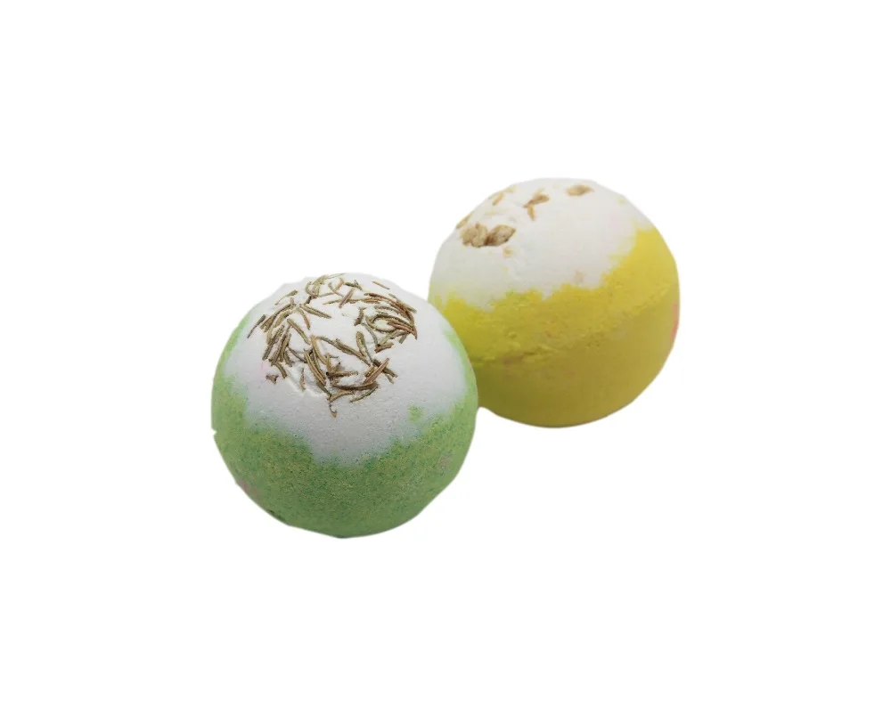 2X120g Organic Bath Bombs Dried Flower Petals Round Sea Salt Moisturizing Lavender Rose Handmade SPA Christmas 5
