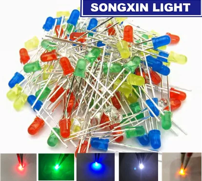 100Pcs 3mm Dip Diffused Round Top Yellow 2pin Bright Bulb Light Lamp LED Diodes