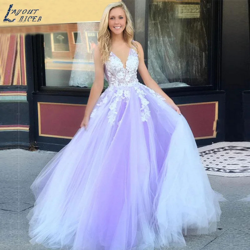 lavender v neck dress