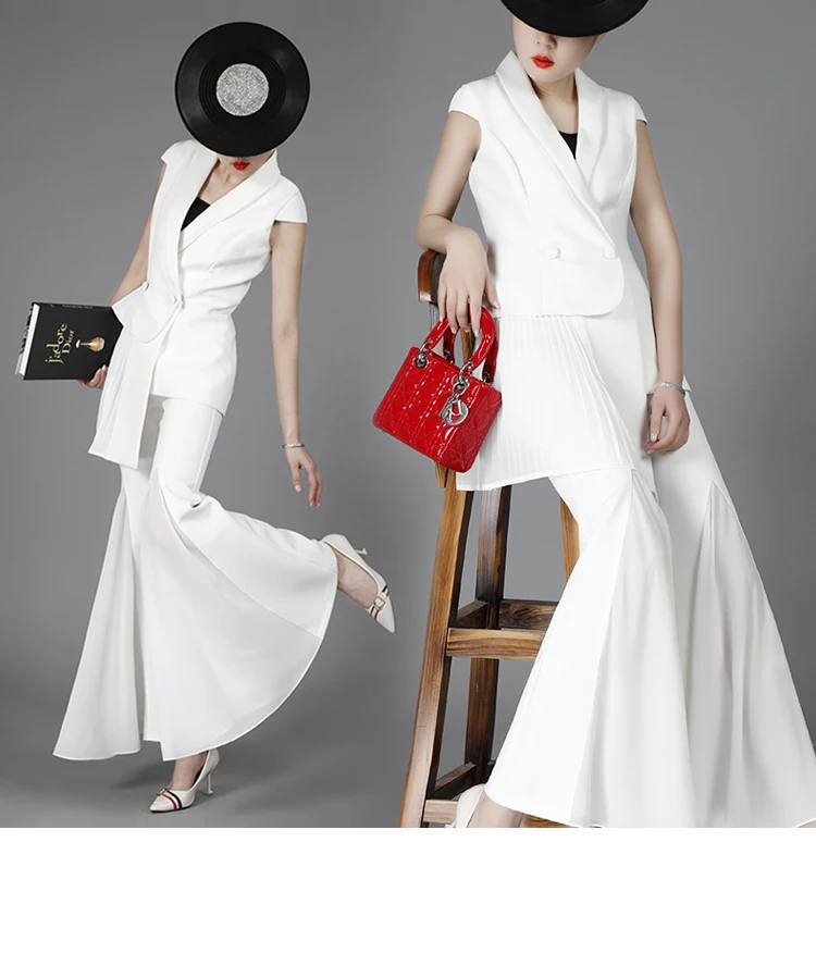 Wijde pijpen broek pak mode stijl mode godin Fan Westerse stijl twee stuk professionele bell-bottoms broek set Wijde pijpen broek pak mode stijl mode godin Fan Westerse stijl twee stuk professionele bell-bottoms broek set