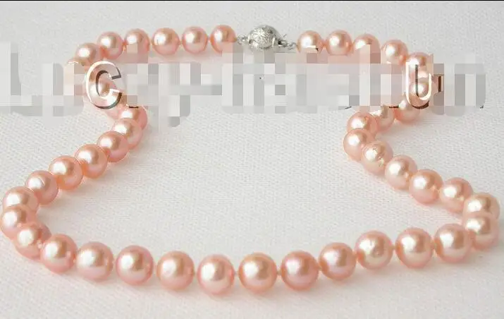 

FREE SHIPPING HOT sell new Style >>>>> luster natural 17.5" 10mm round pink freshwater pearls necklace j9045