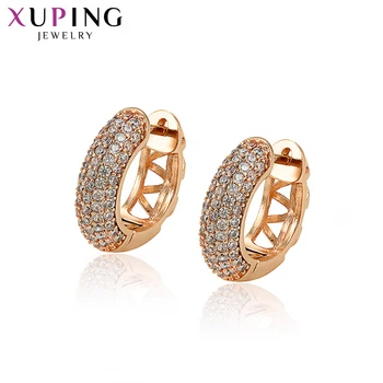 

Xuping Fashion Jewelry Romantic Rose Gold Color Plated Hoops Earrings for Women's Christmas Day Gifts 97596