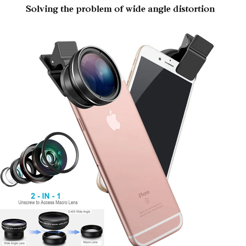 

New HD 37MM 2in1 Lens 0.45X Wide Angle+12.5X Macro Lens Professional HD Phone Camera Lens for All iPhone and Android Phone