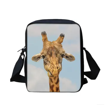 

BAOBEIKU New Men Women Messenger Bag Animals Pattern Cute Giraffe Shoulder Bags For Girls School Travel Bags Children Drop Ship