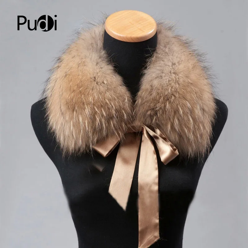 Pudi CLR009 женский меховой воротник натуральный зимний мех енота шарф шарфы накидка на шею теплая шаль воротник