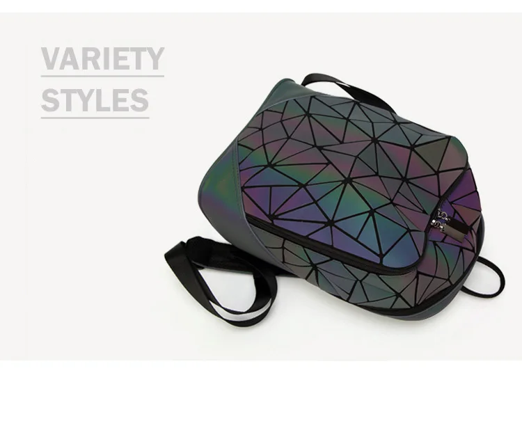 Luminous Irregular Triangle Sequin Backpack for Women Fashionable Rucksack Female Backbag Korean