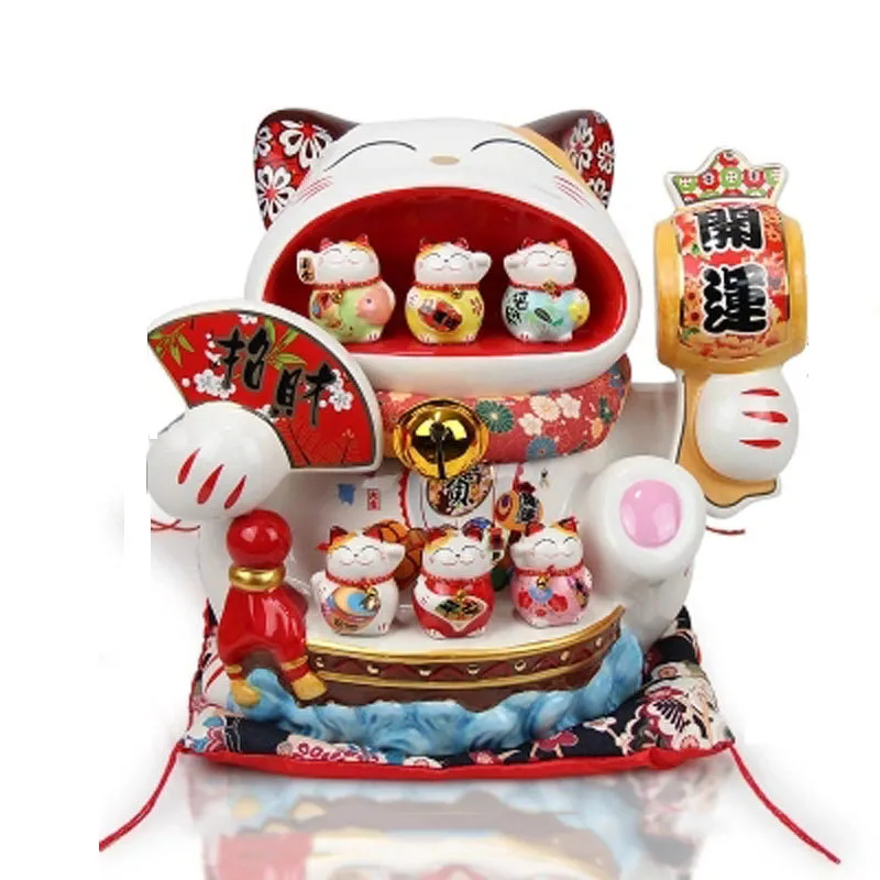 Goede Creatieve 14 inch Keramische Lucky Cat Oversized Spaarpot Opening Feng Shui Ornamenten Home Decor Accessoires Business Ambachten Geschenken