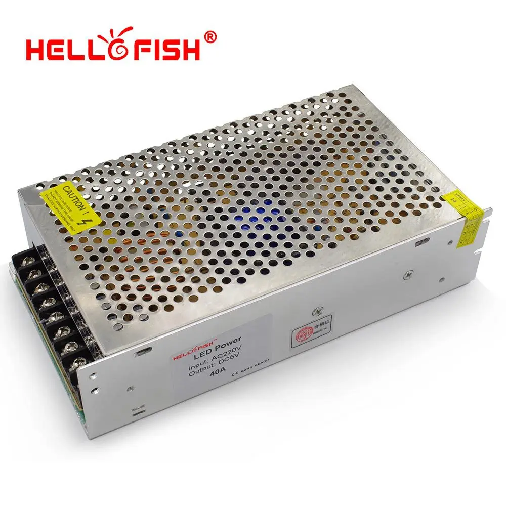 Hello Fish 5V 40A 200W Led Strip Light Transformer 5V Switching Power