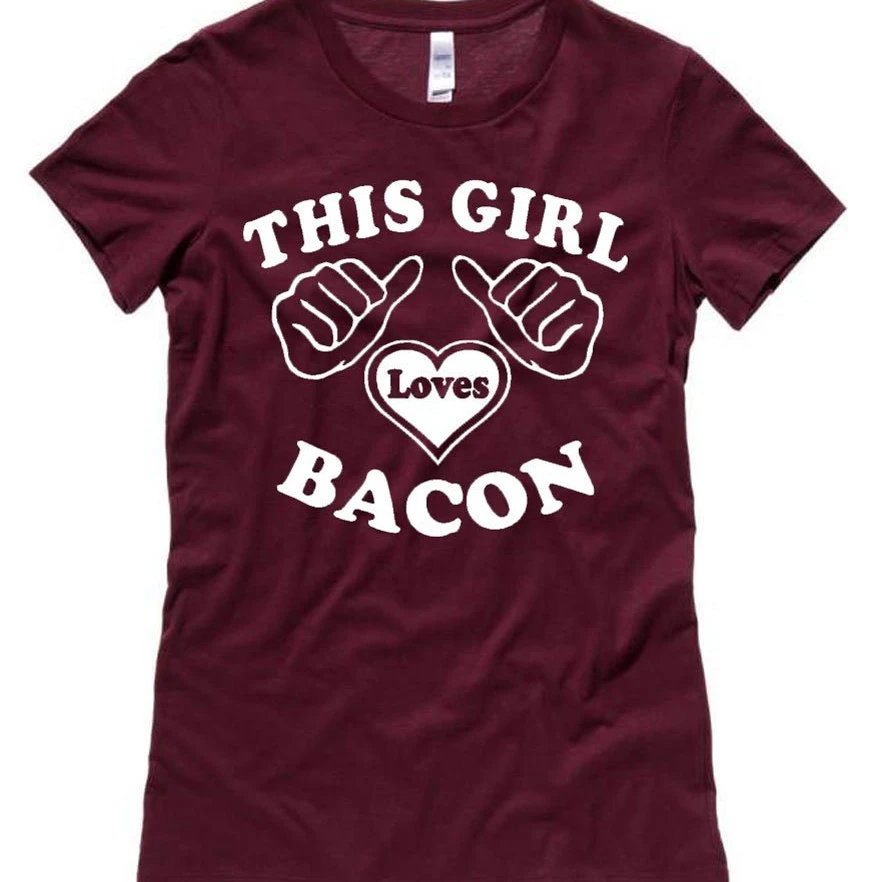 City Shirts Women's This Loves Bacon T-Shirt (1)