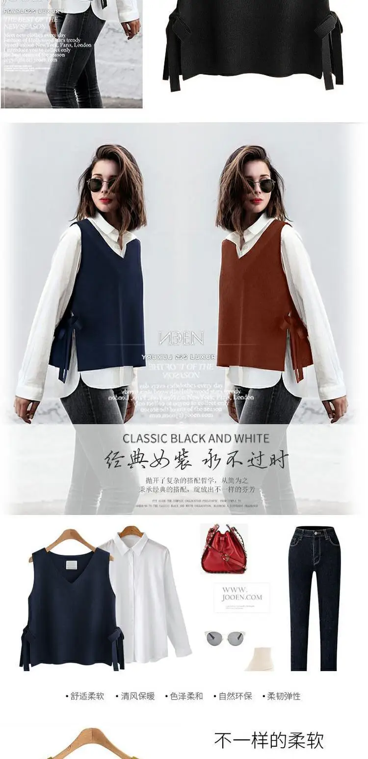 women vest spring and autumn short women's vest Korean version of the wool vest women's belt with knit wild wear Cashmere vest