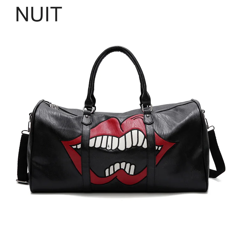 

Simple Lips Travel Bag for Women Printing Large Capacity Pu Leather Bag Ladies Handbag Personalized Shoulder Messenger Bag