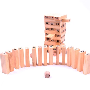 

New Wooden Tower Wood Building Blocks Toy Domino 54 +4pcs Stacker Extract Building Educational Game Gift