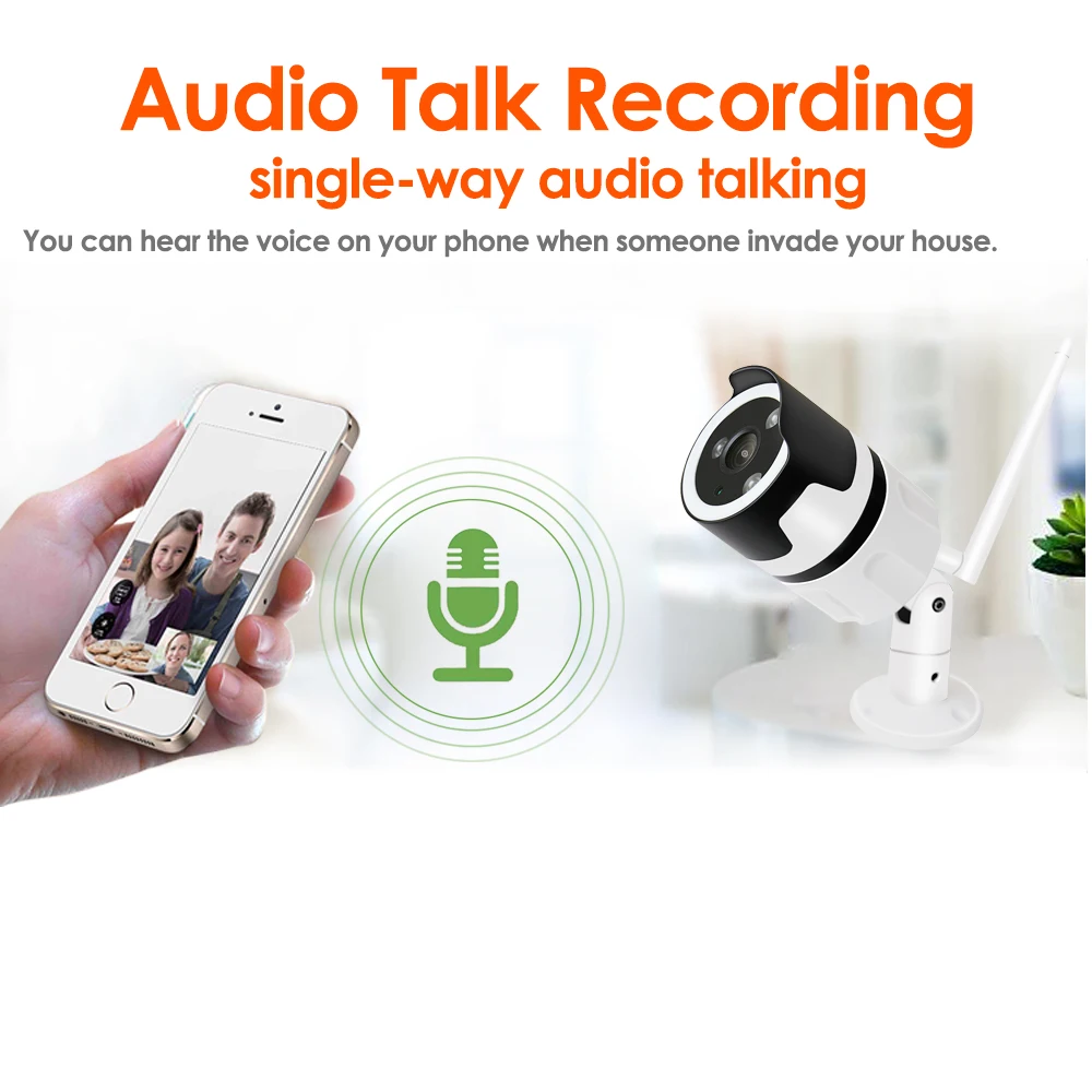  4CH conversazione audio HD Senza Fili LCDNVR Kit P2P 1080P Indoor Outdoor Visione Notturna di IR di